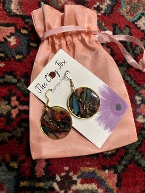 Pink Multicolor Round Dangle Earrings